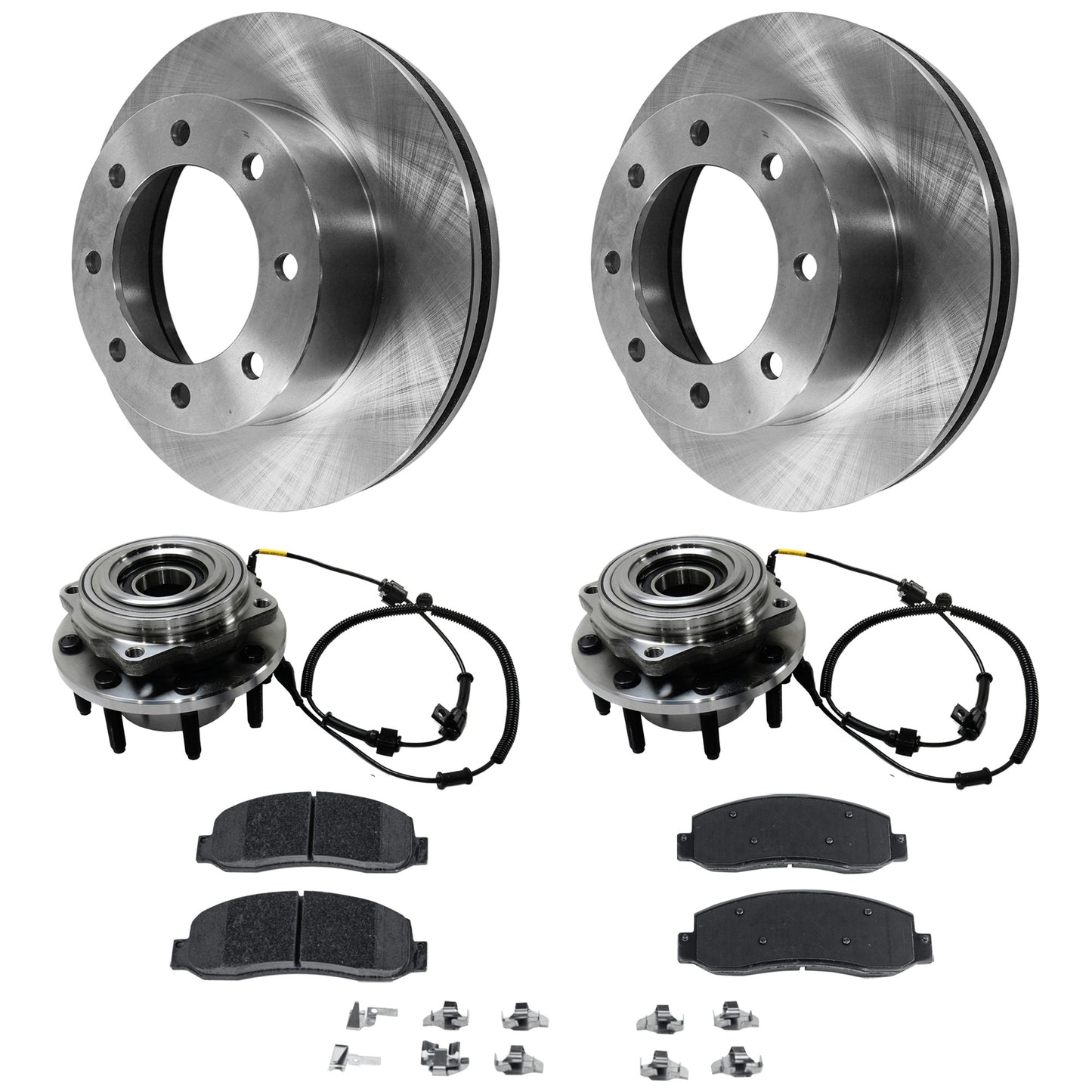 2-Wheel Set Front Wheel Hub,, 4WD, Includes (1) Brake Pad Set, (2) Brake Disc and (2) Wheel Hub