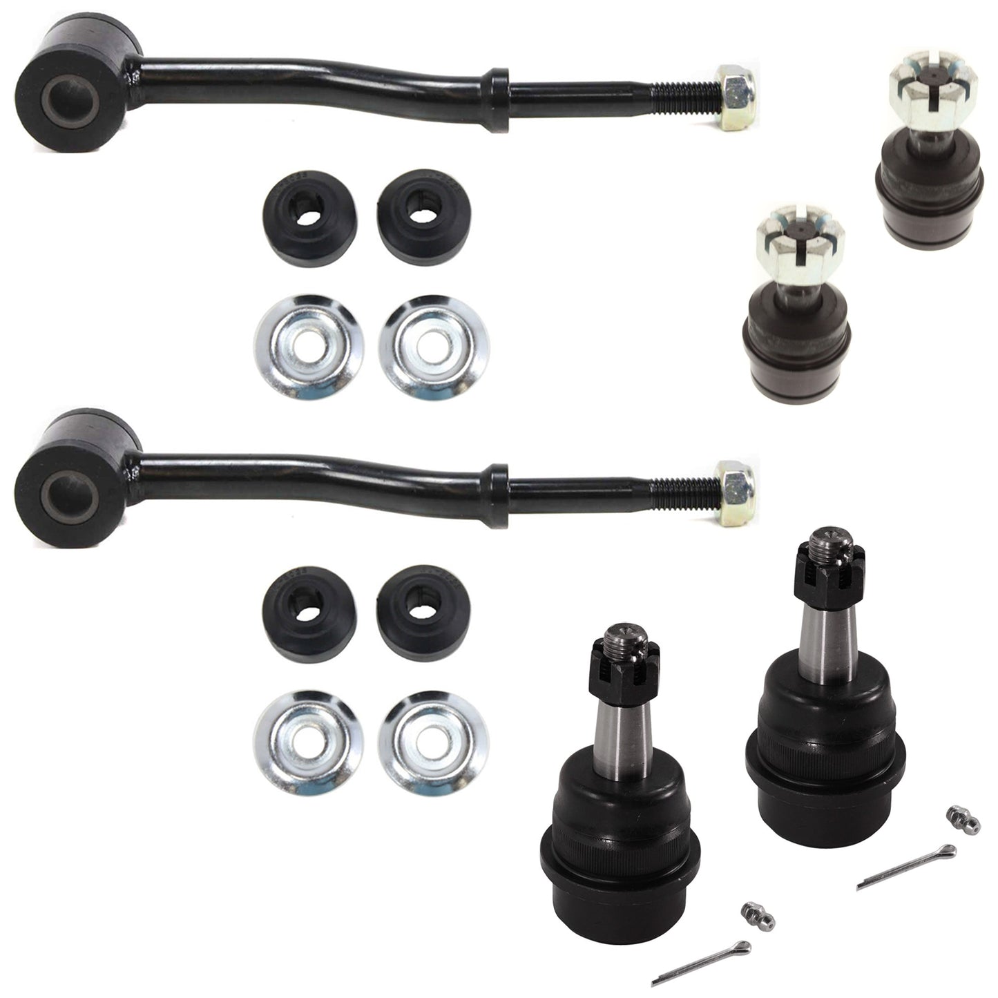 6-Piece Kit Front Suspension Kit, Includes (4) Ball Joint and (2) Sway Bar Link