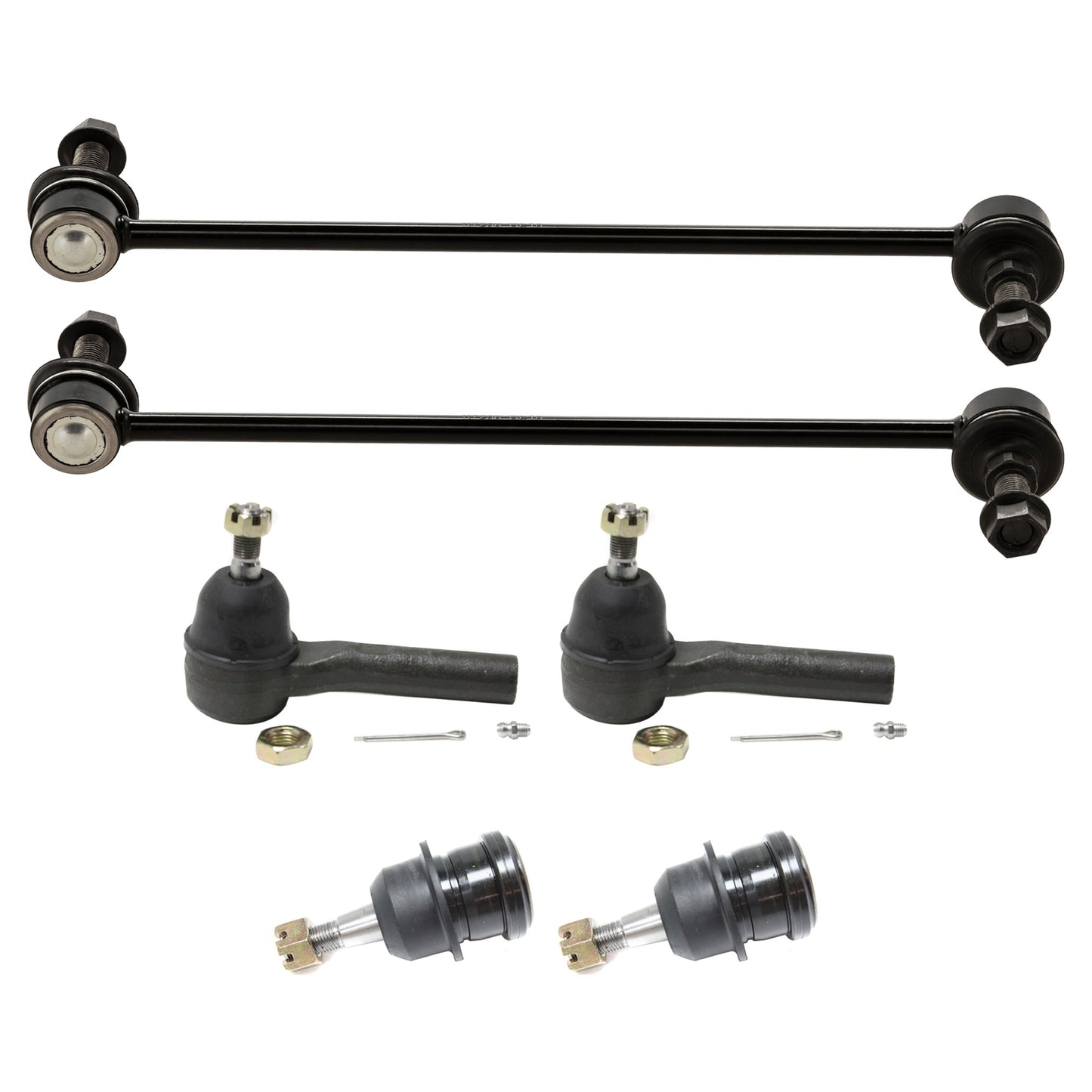 6-Piece Kit Front Sway Bar Link, Includes (2) Ball Joint, (2) Sway Bar Link, and (2) Tie Rod End