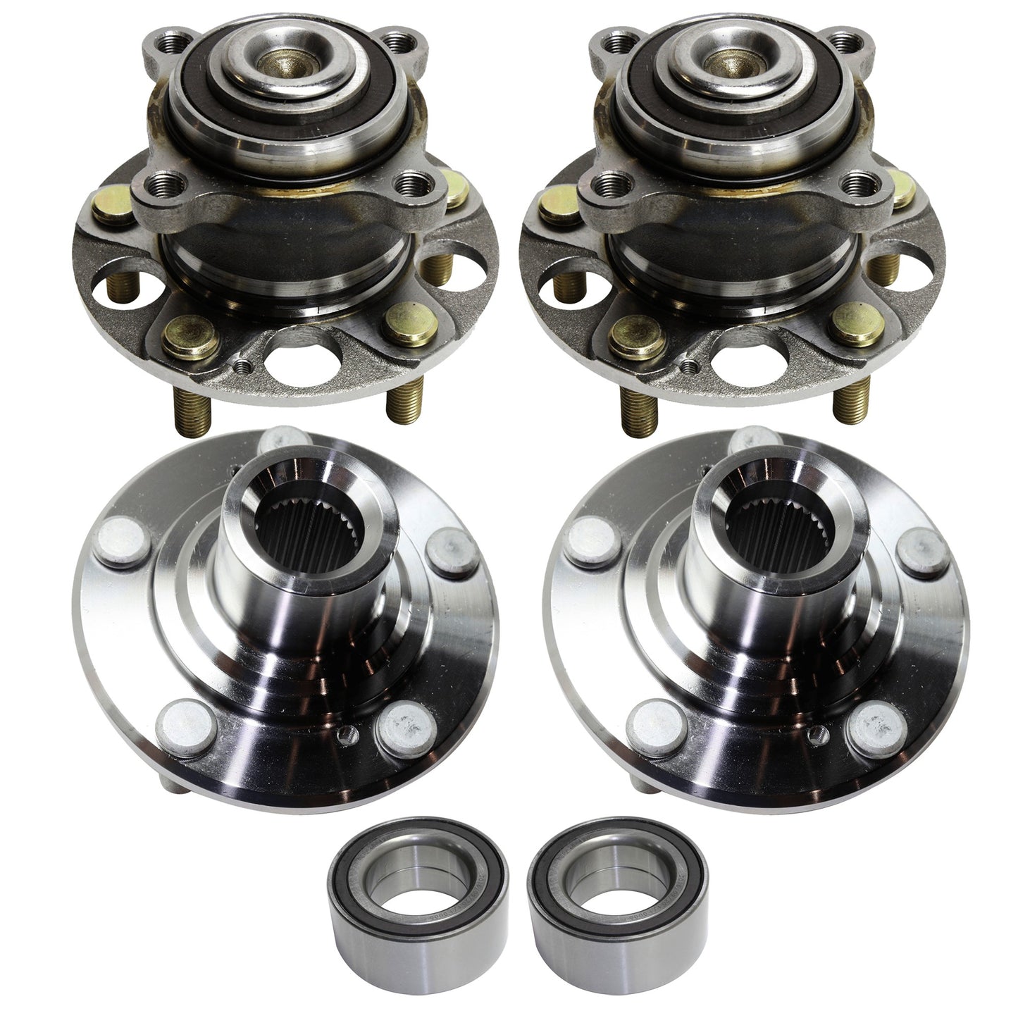 6-Piece Kit Front and Rear, Driver and Passenger Side Suspension Kit, Includes (4) Wheel Hub and (2) Wheel Bearing