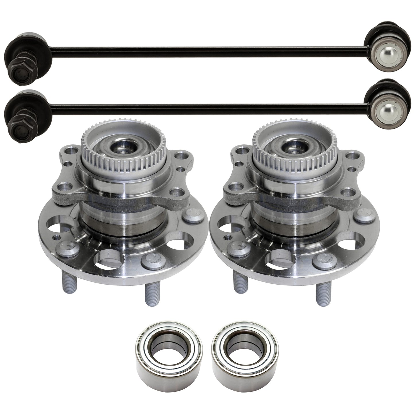 6-Piece Kit Front and Rear, Driver and Passenger Side Suspension Kit, Includes (2) Sway Bar Link, (2) Wheel Bearing, and (2) Wheel Hub