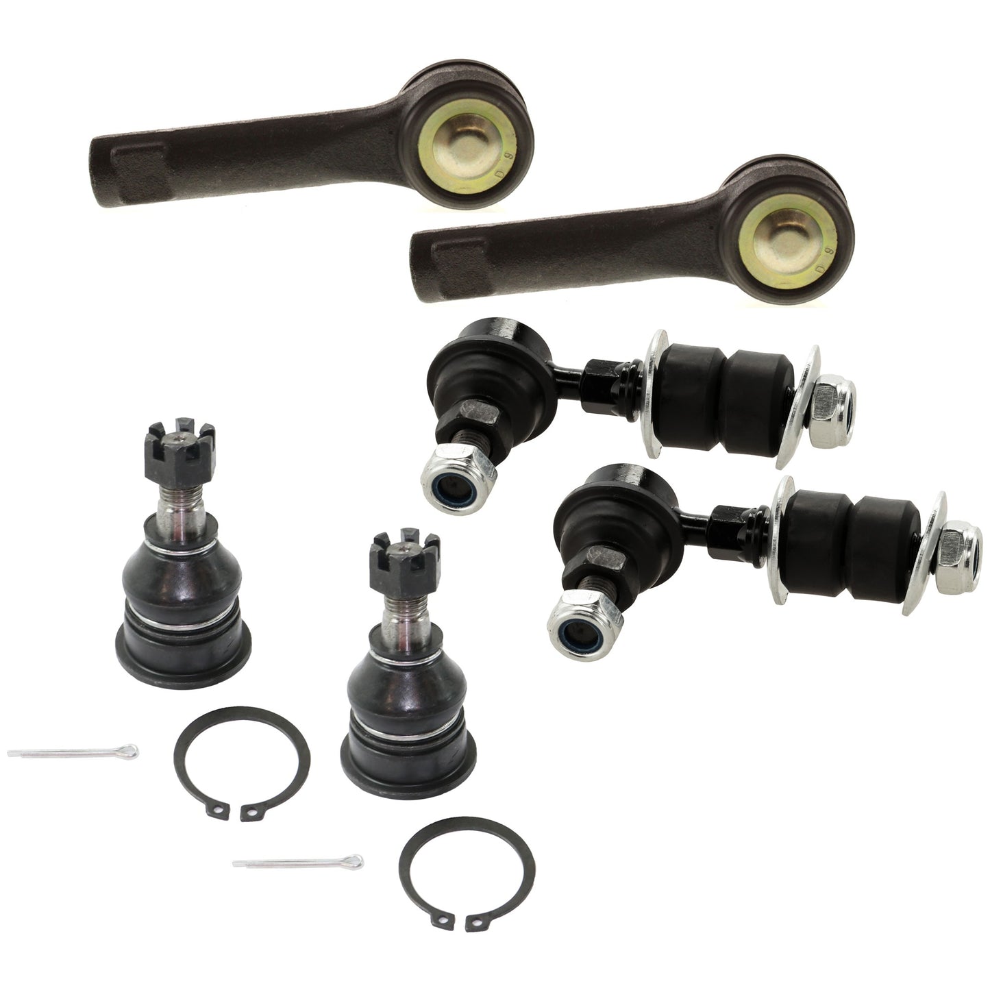 6-Piece Kit Front Suspension Kit, Includes (2) Ball Joint, (2) Sway Bar Link, and (2) Tie Rod End