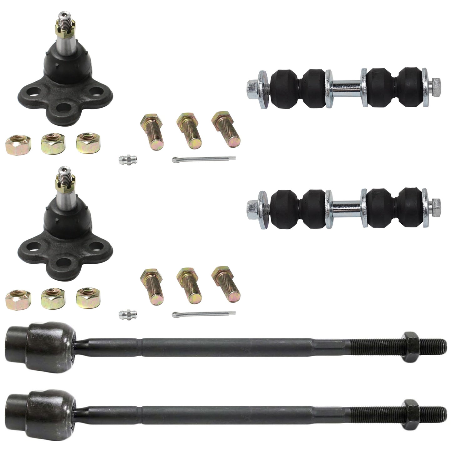 6-Piece Kit Front Suspension Kit, Includes (2) Ball Joint, (2) Sway Bar Link, and (2) Tie Rod End