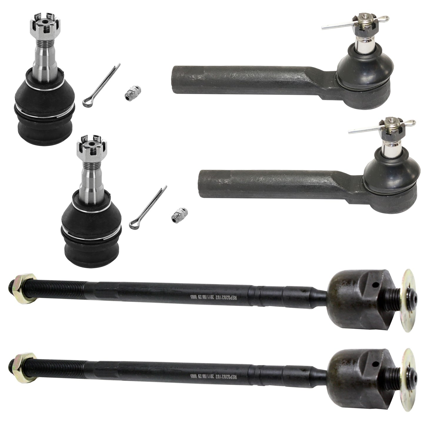 6-Piece Kit Front, Driver and Passenger Side Suspension Kit, Includes (2) Ball Joint and (4) Tie Rod End
