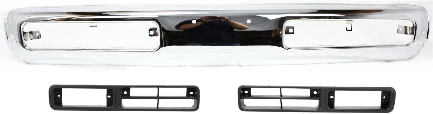 3-Piece Kit, Front Bumper, Chrome, Includes (1) Bumper and (2) Fog Light Trim