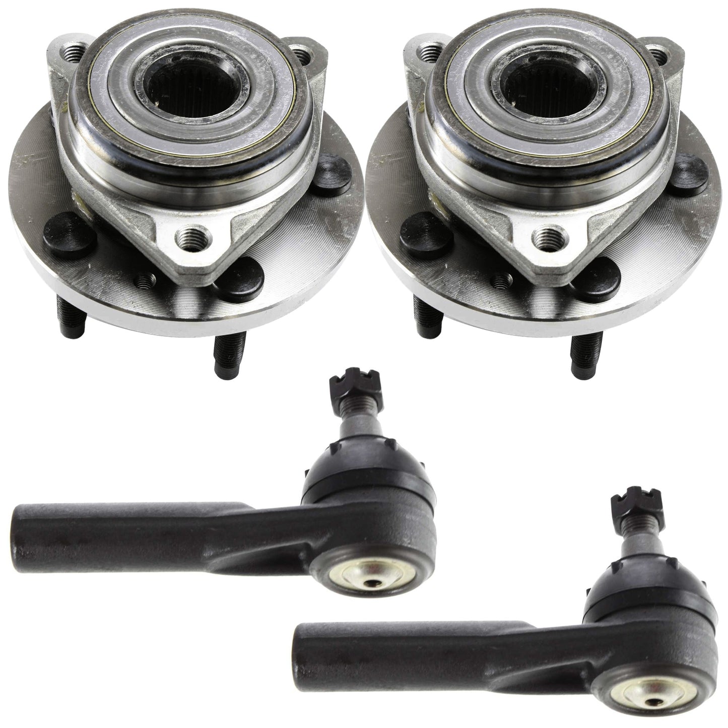 4-Piece Kit Front, Driver and Passenger Side Suspension Kit, Includes (2) Tie Rod End and (2) Wheel Hub