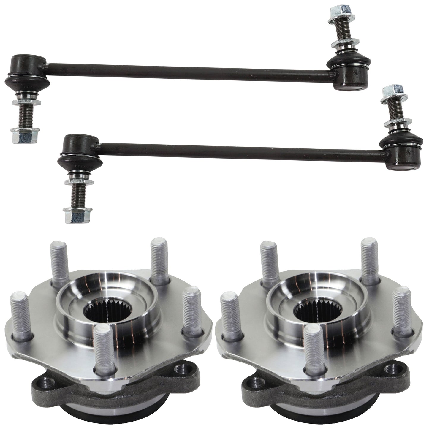 4-Piece Kit Front Suspension Kit, Includes (2) Sway Bar Link and (2) Wheel Hub