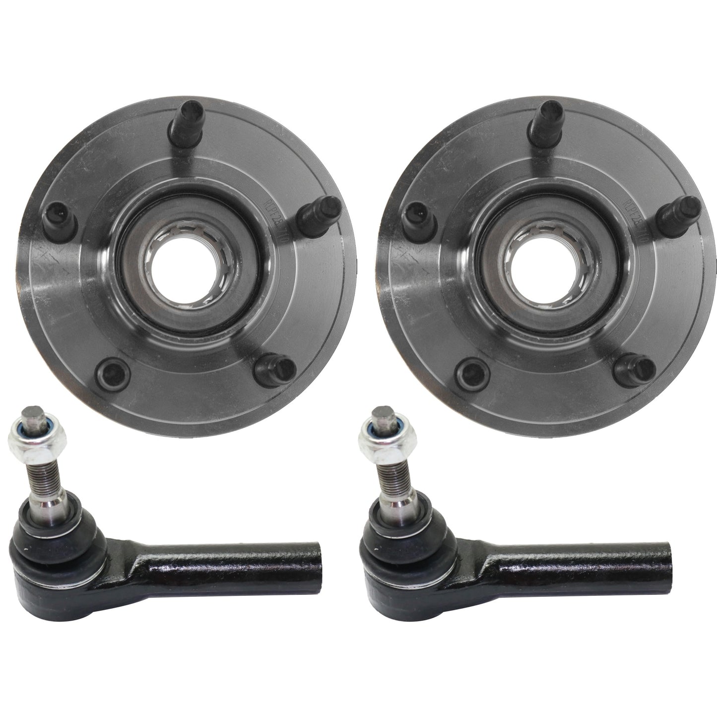 4-Piece Kit Front, Driver and Passenger Side Suspension Kit, Includes (2) Tie Rod End and (2) Wheel Hub