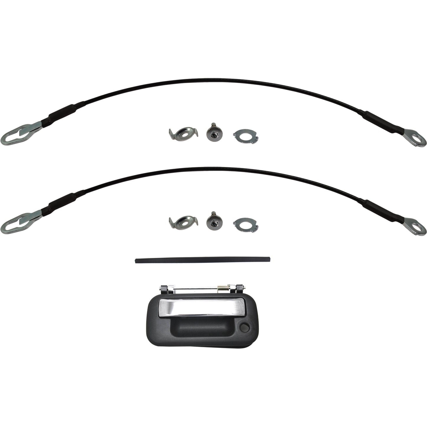 4-Piece Kit Tailgate Molding, Includes (2) Tailgate Cable, (1) Tailgate Handle, and (1) Tailgate Molding