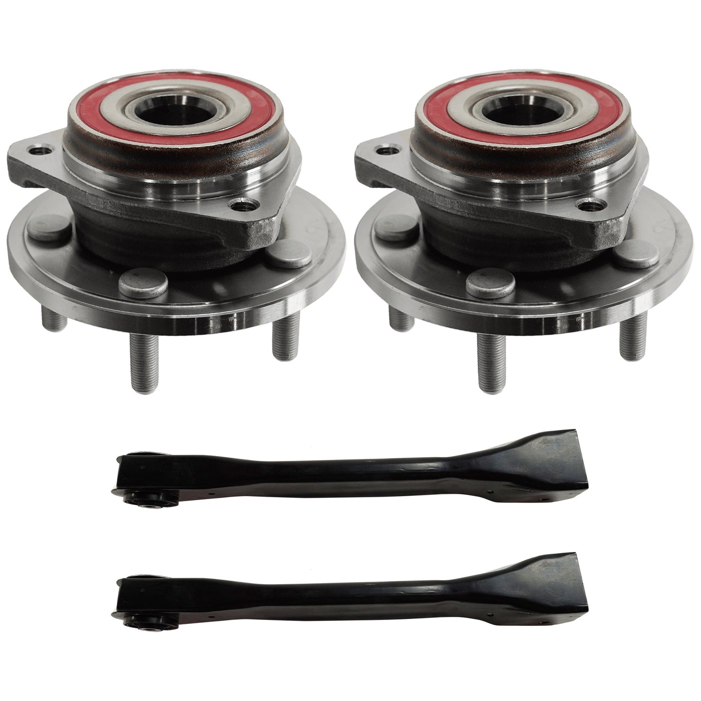 2-Wheel Set Front, Driver and Passenger Side Wheel Hub, 5 Lugs, With Bearing, Includes (2) Control Arm and (2) Wheel Hub
