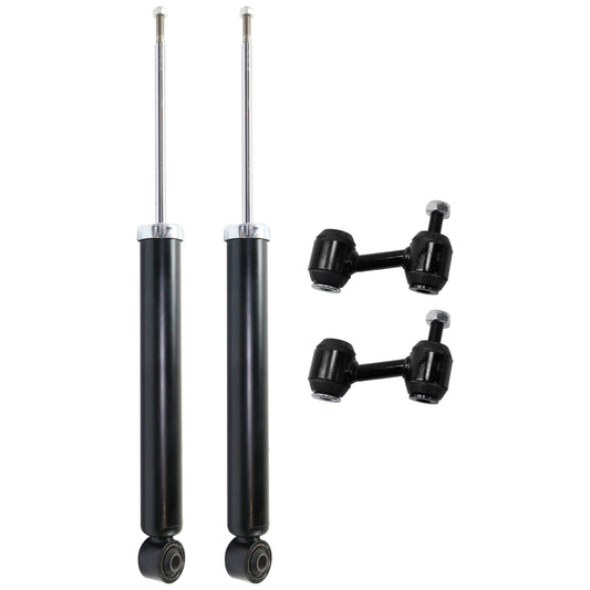 4-Piece Kit Rear, Driver and Passenger Side Shock, includes (2) Shock Absorber and Strut Assembly and (2) Sway Bar Link