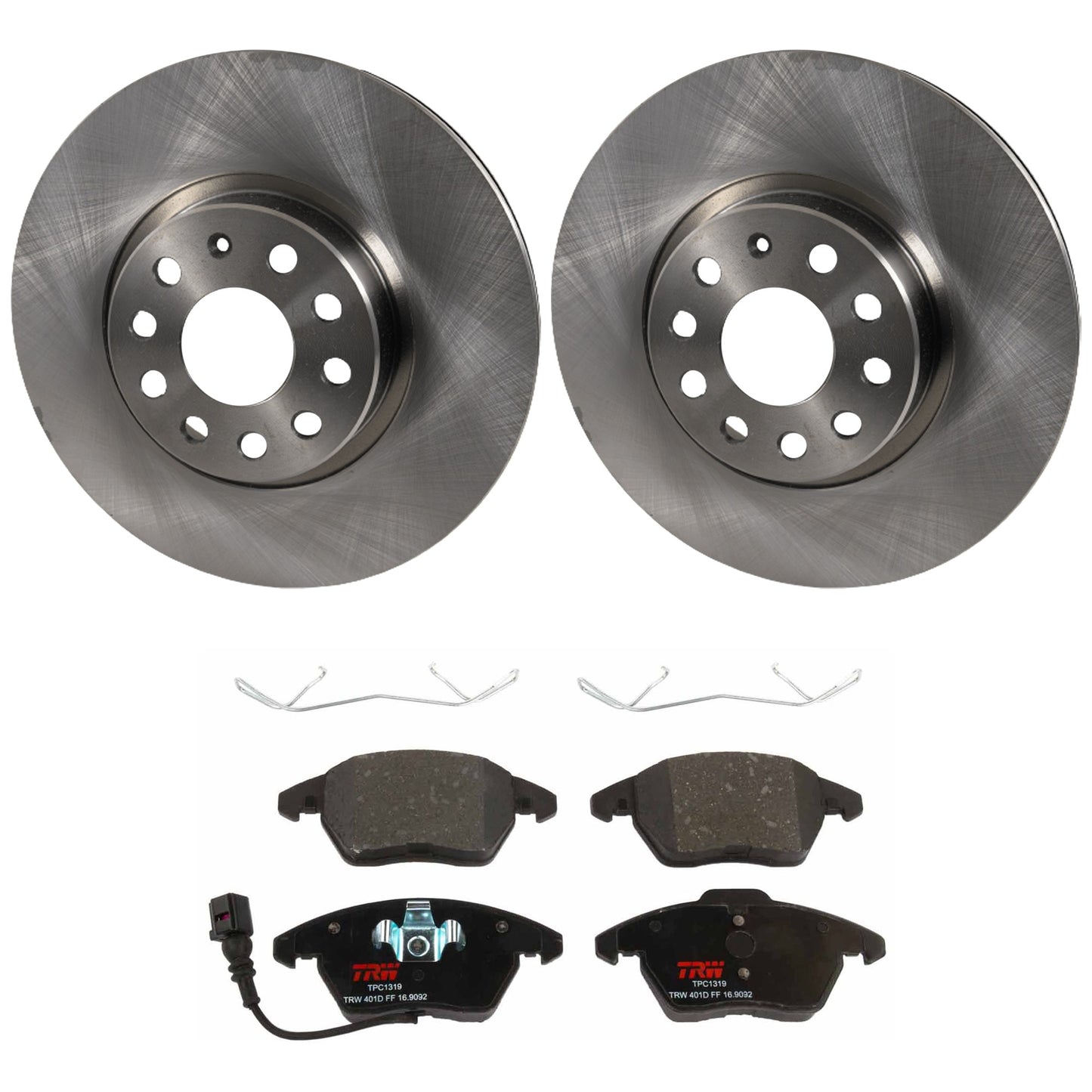 KIT-062924-102 2-Wheel Set Front Brake Disc and Pad Kit, Plain Surface 5 Lugs 311.91 mm Semi-metallic, Includes (1) Brake Pad Set and (2) Brake Disc