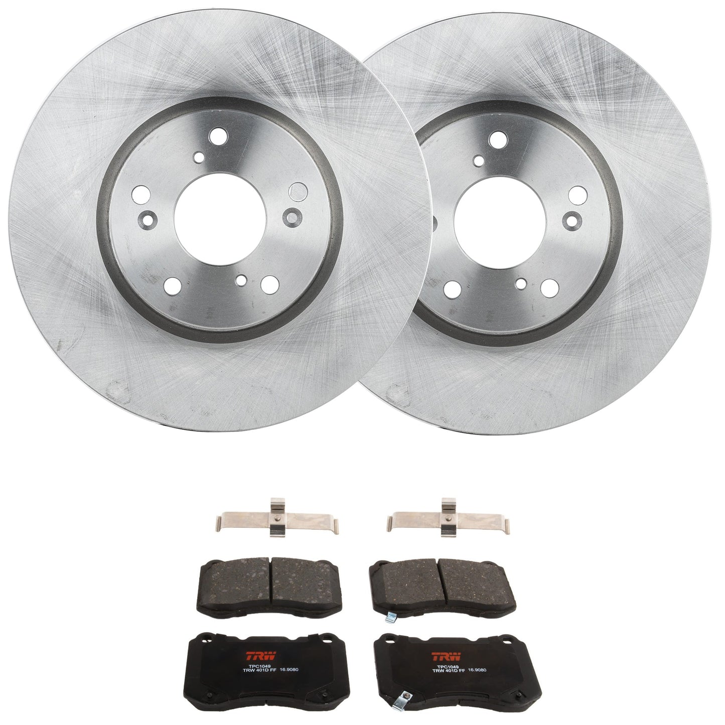 KIT-062924-40 2-Wheel Set Front Brake Disc and Pad Kit, Plain Surface 5 Lugs 309.88 mm Semi-metallic, Includes (2) Brake Disc and (1) Brake Pad Set