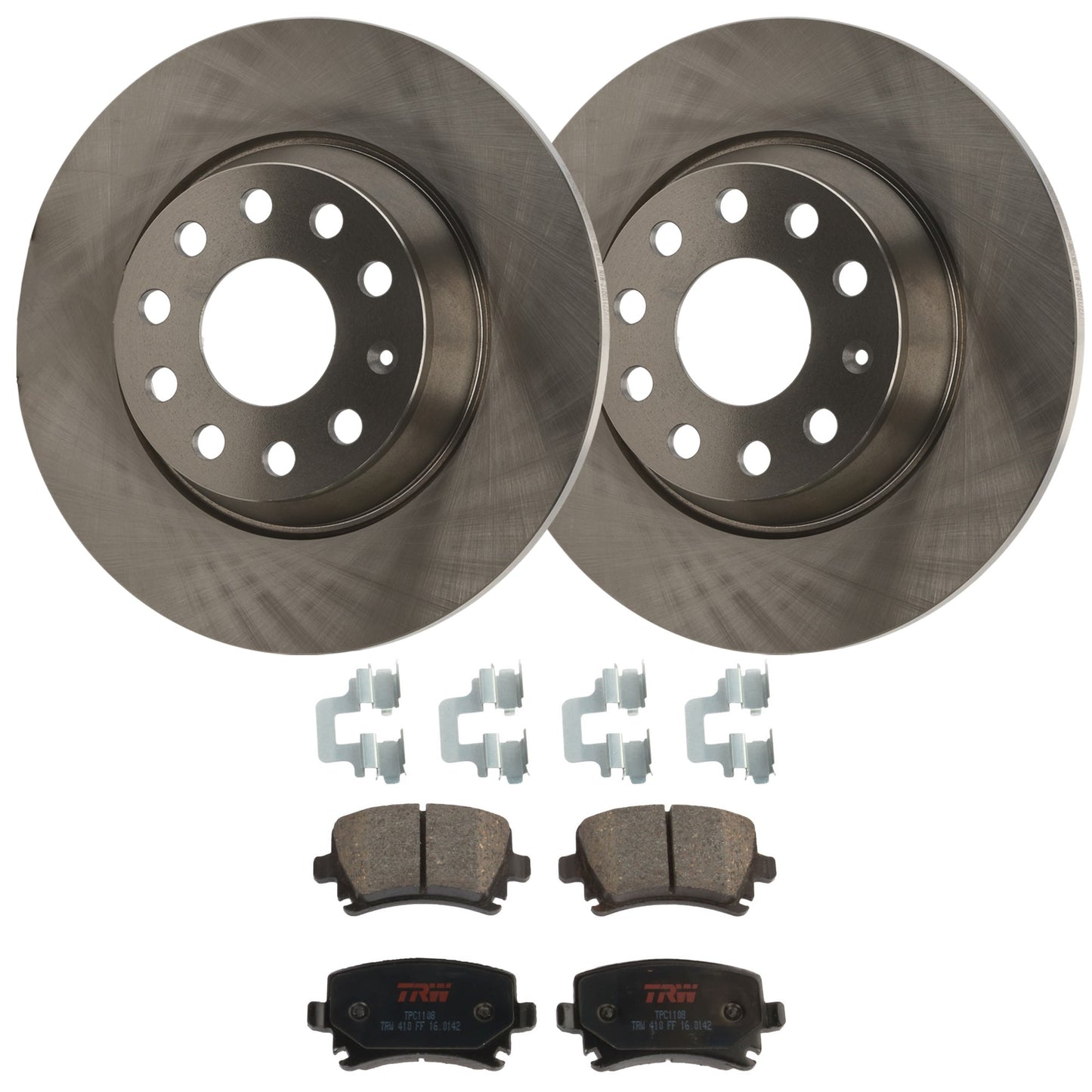 KIT-062924-94 2-Wheel Set Rear Brake Disc and Pad Kit, Plain Surface 5 Lugs 286 mm Semi-metallic, Includes (2) Brake Disc and (1) Brake Pad Set