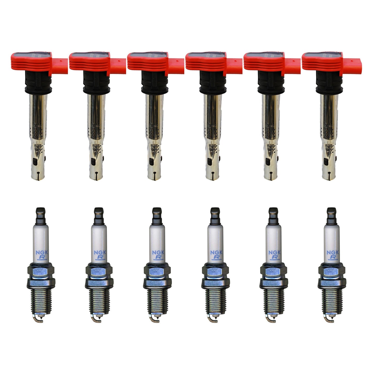 KIT-070224-102 Комплект из 12 катушек зажигания, 3,0 л, 6 цилиндров, оригинальный Audi, Porsche, Volkswagen, включает в себя (6) катушек зажигания и (6) свечей зажигания