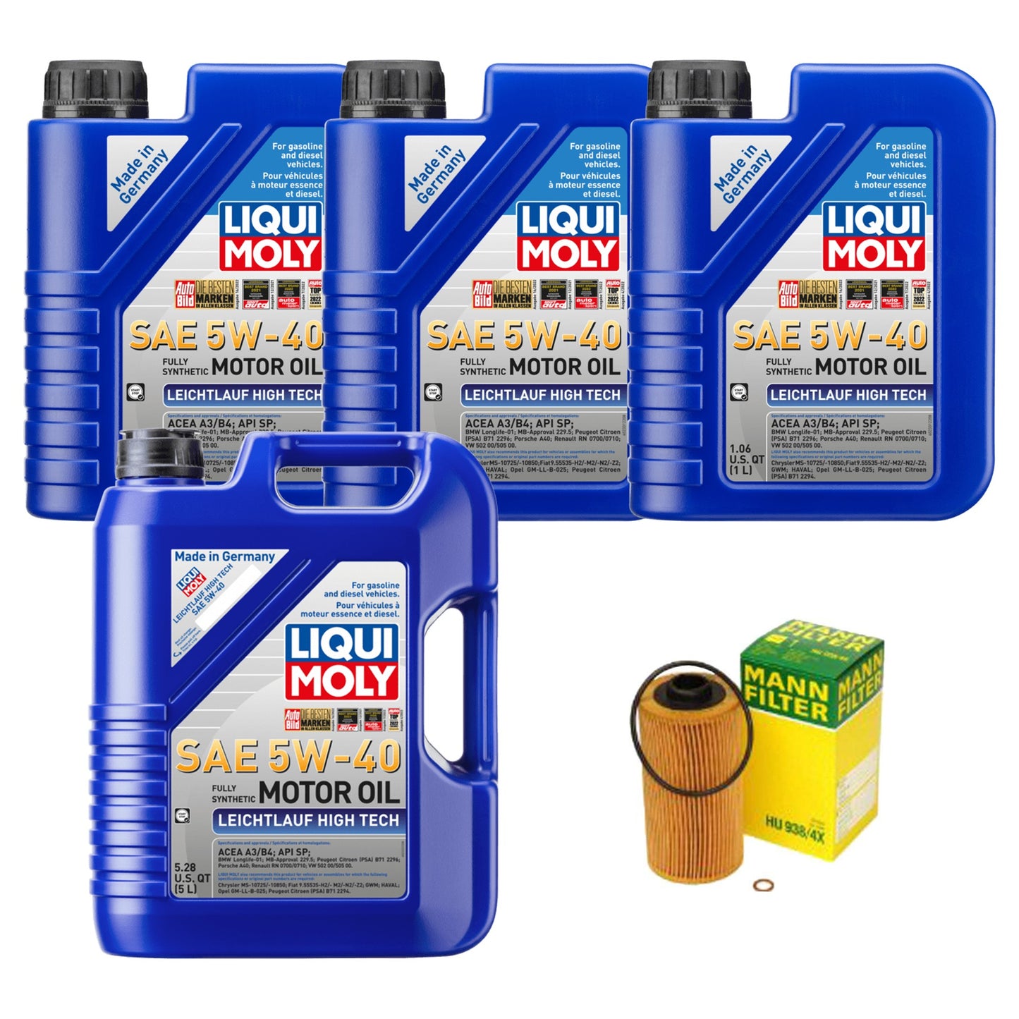 KIT-070224-185 Комплект из 5 синтетических моторных масел, оригинальный BMW, включает (4) моторных масла и (1) масляный фильтр