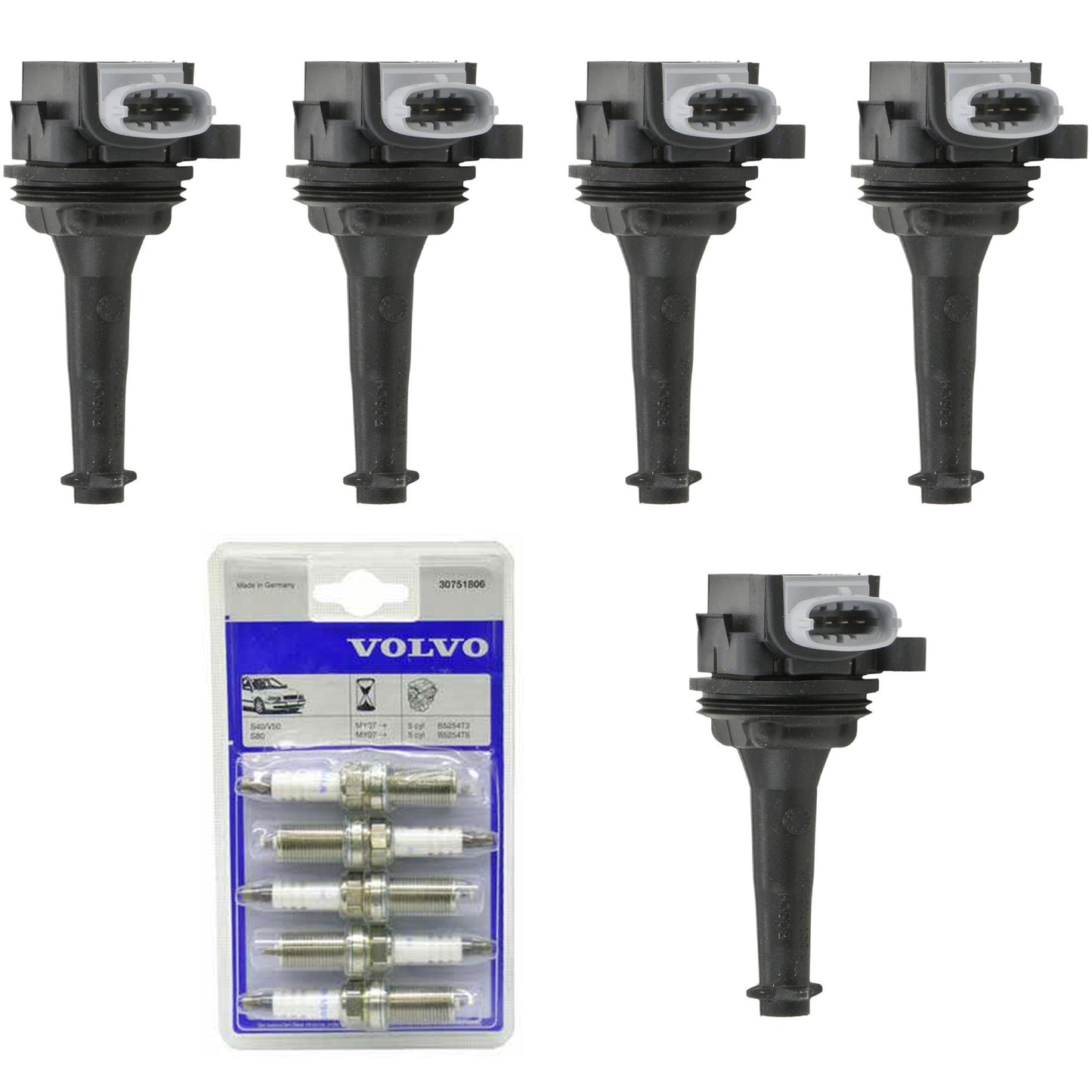 KIT-070224-404 Комплект из 6 катушек зажигания, оригинальный Volvo, включает в себя (5) катушек зажигания и (1) свечу зажигания
