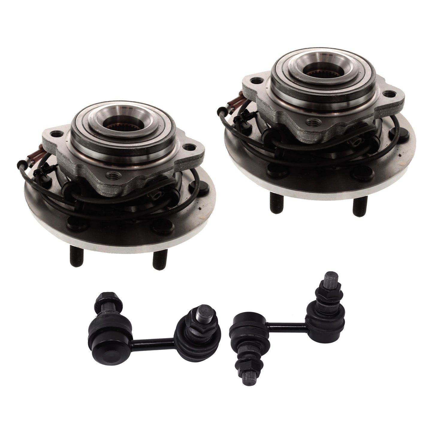 Комплект из 2 задних колес, ступица со стороны водителя и пассажира, 6 болтов, с подшипником, с датчиком, включает в себя (2) тяги стабилизатора поперечной устойчивости и (2) ступицы колеса