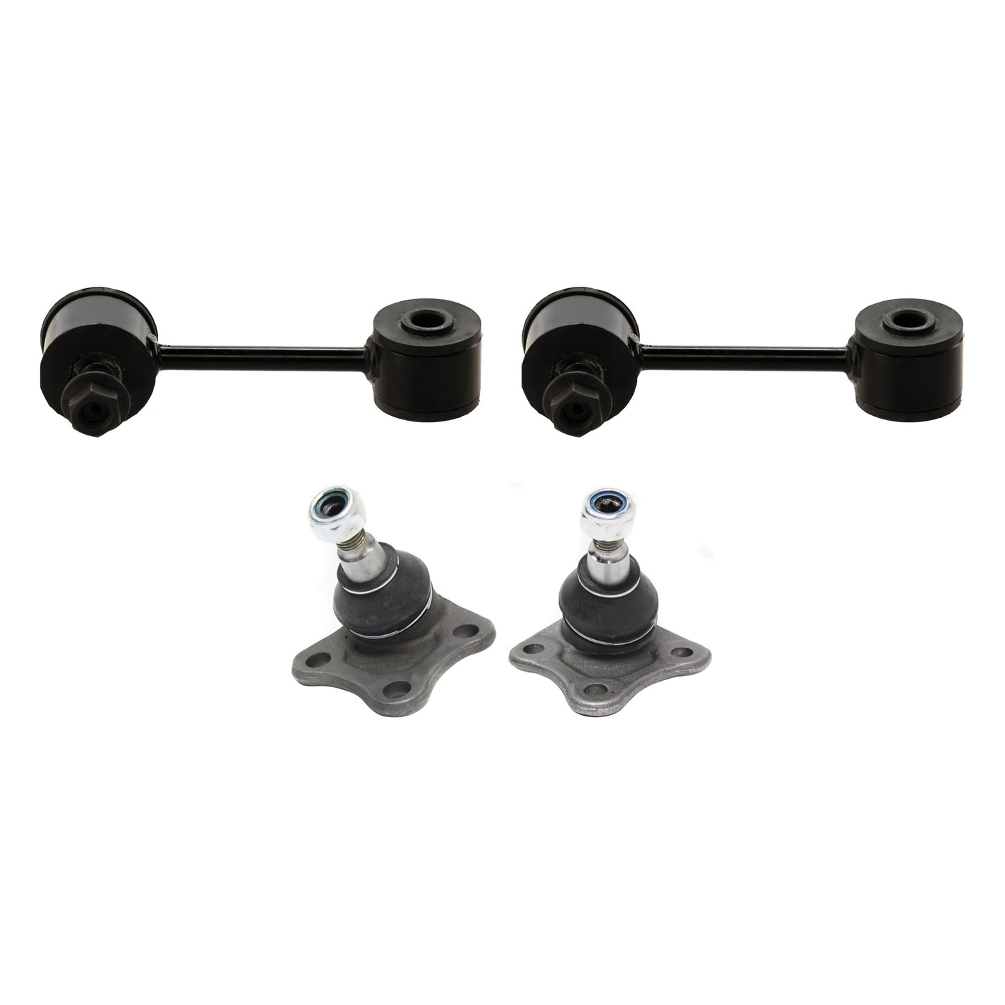4-Piece Kit Front, Driver and Passenger Side, Lower Sway Bar Link, Includes (2) Ball Joint and (2) Sway Bar Link