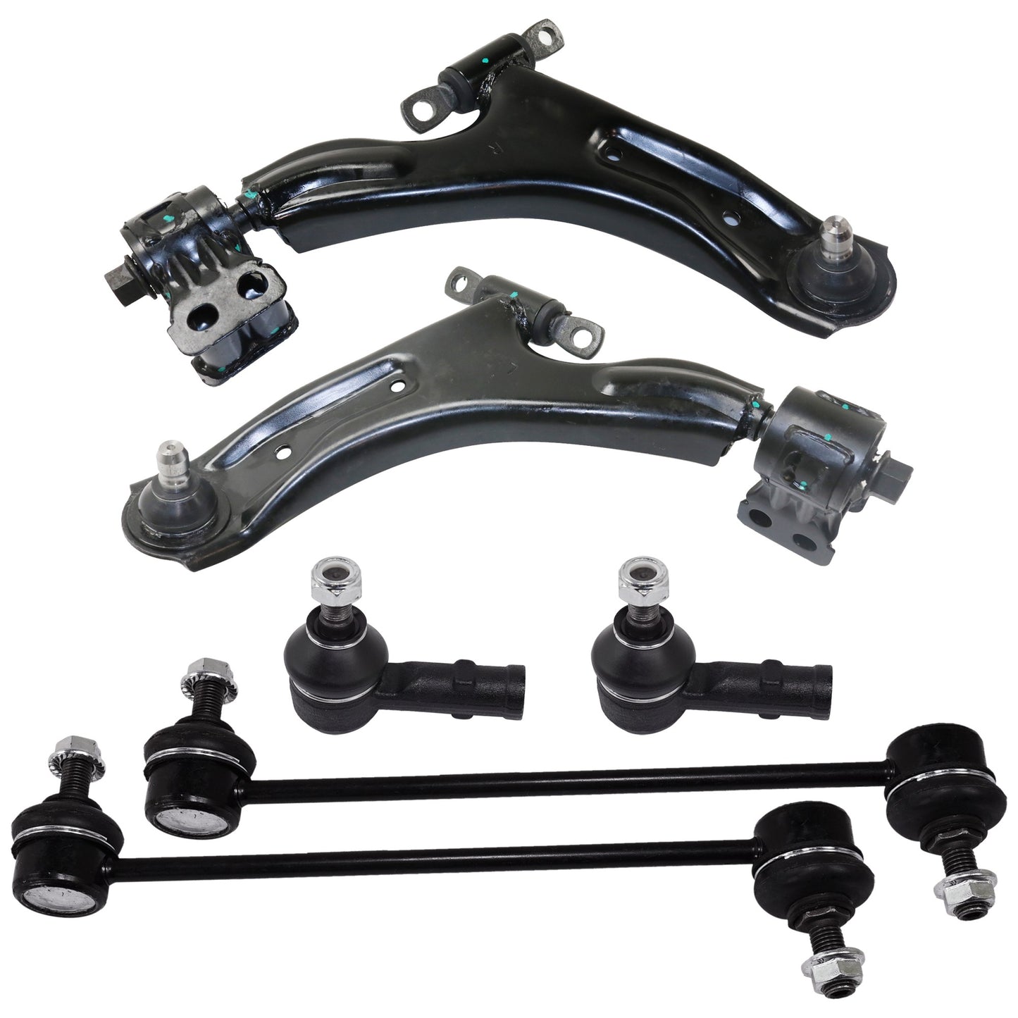 6-Piece Kit Front Suspension Kit, Includes (2) Control Arm, (2) Sway Bar Link, and (2) Tie Rod End