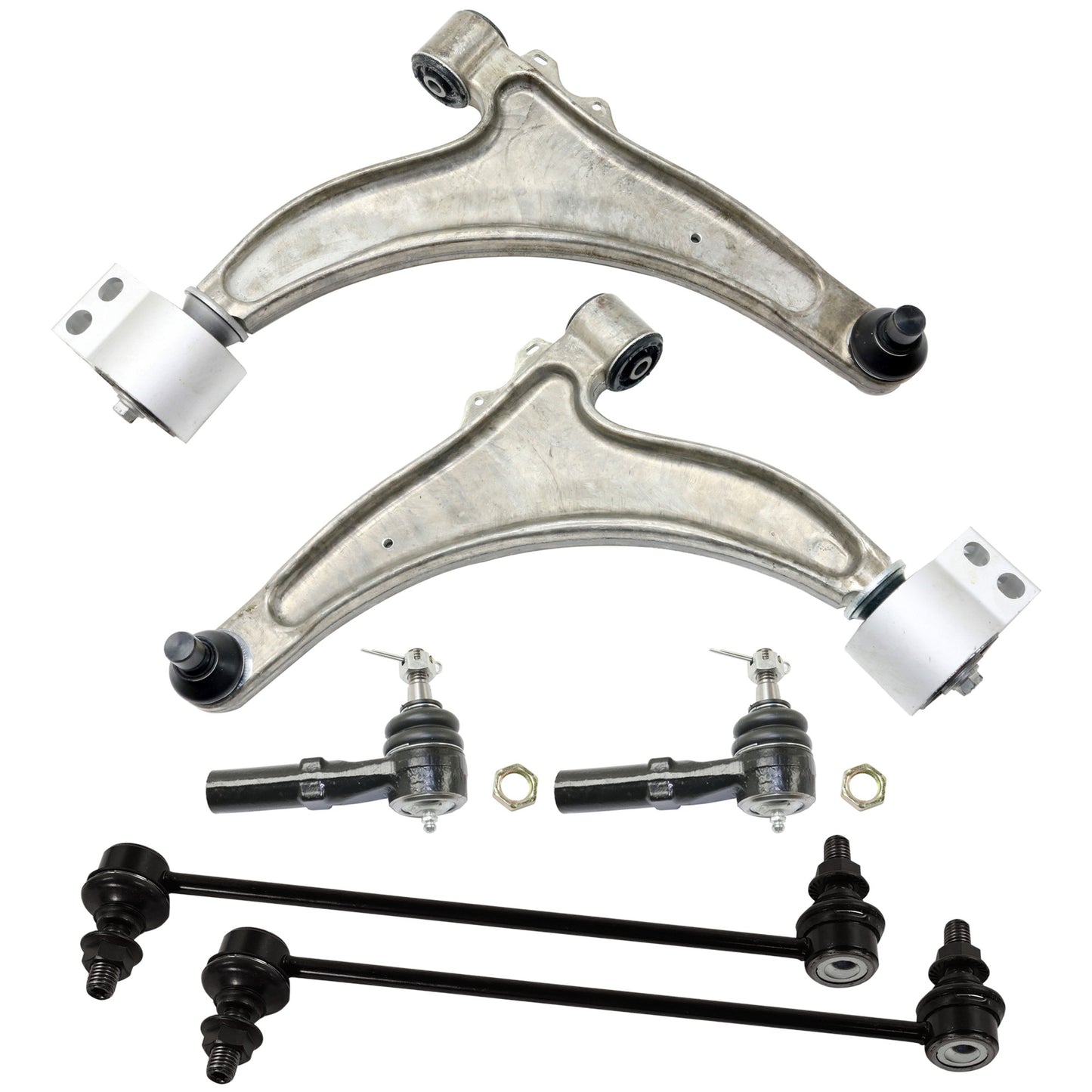 6-Piece Kit Front Suspension Kit, Includes (2) Control Arm, (2) Sway Bar Link, and (2) Tie Rod End
