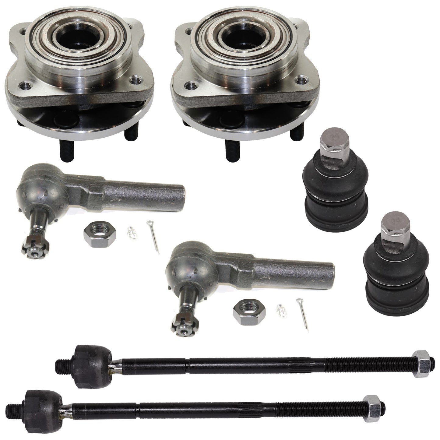 8-Piece Kit Front, Driver and Passenger Side Suspension Kit, Includes (2) Ball Joint, (4) Tie Rod End and (2) Wheel Hub