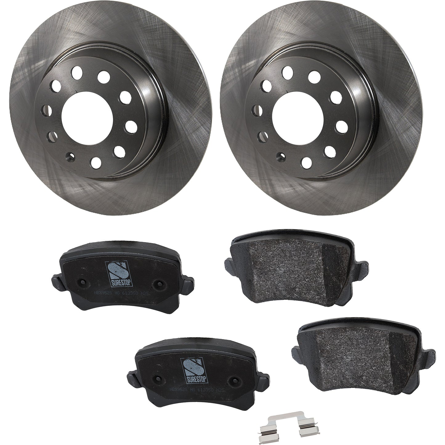 2-Wheel Set Rear Brake Disc and Pad Kit, Plain Surface 281.94 mm, Includes (2) Brake Disc and (1) Brake Pad Set