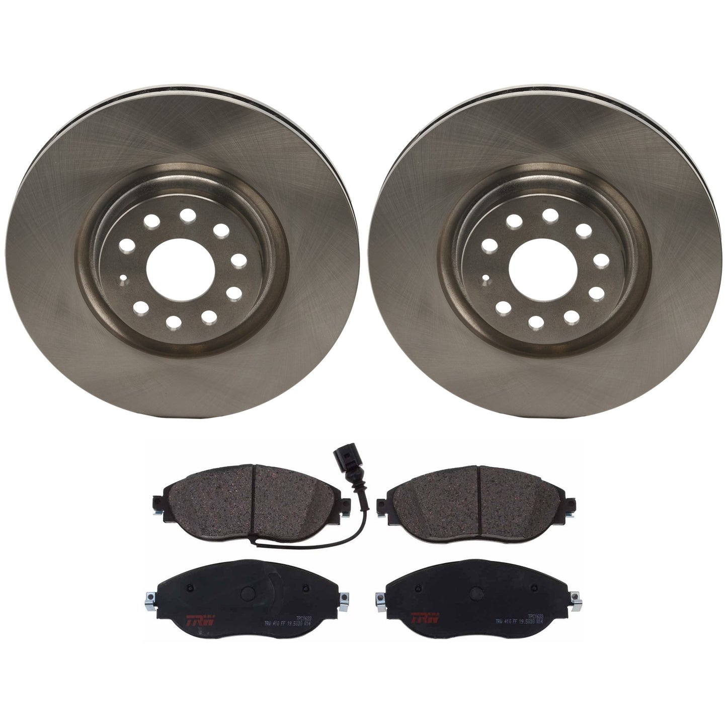 KIT-070624-127 2-Wheel Set Front Brake Disc and Pad Kit, Plain Surface 5 Lugs 340.11 mm Semi-metallic, Includes (2) Brake Disc and (1) Brake Pad Set