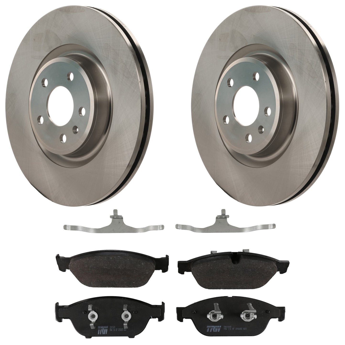 KIT-070624-17 2-Wheel Set Front Brake Disc and Pad Kit, Plain Surface 5 Lugs 344.93 mm Semi-metallic, Includes (2) Brake Disc and (1) Brake Pad Set