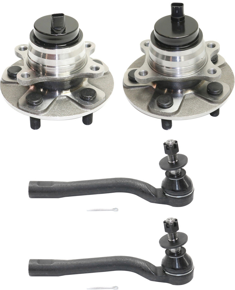2-Wheel Set Front, Driver and Passenger Side Wheel Hub, 5 Lugs, With Bearing, With Sensor, 4.6L, 8Cyl, Includes (2) Tie Rod End and (2) Wheel Hub