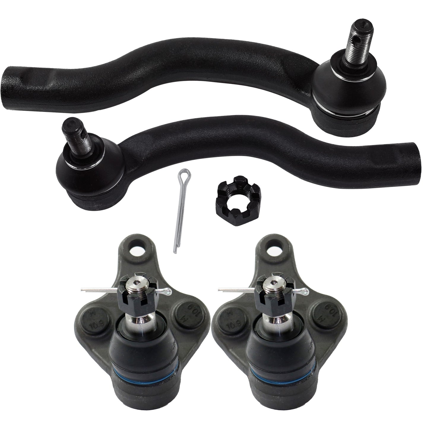 4-Piece Kit Front, Driver and Passenger Side, Outer Tie Rod End Includes (2)Ball Joint and (2)Tie Rod End