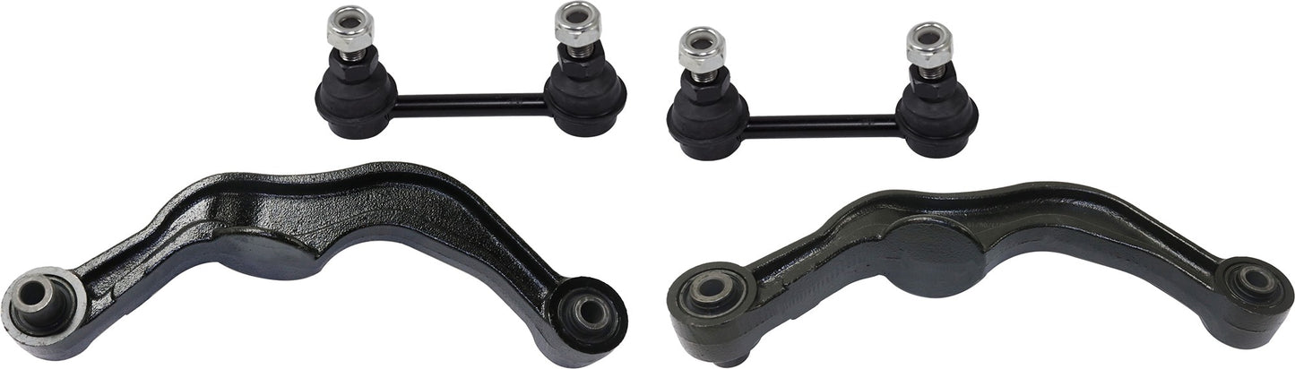 4-Piece Kit Rear, Driver and Passenger Side, Upper Control Arm, includes (2)Control Arm and (2)Sway Bar Link