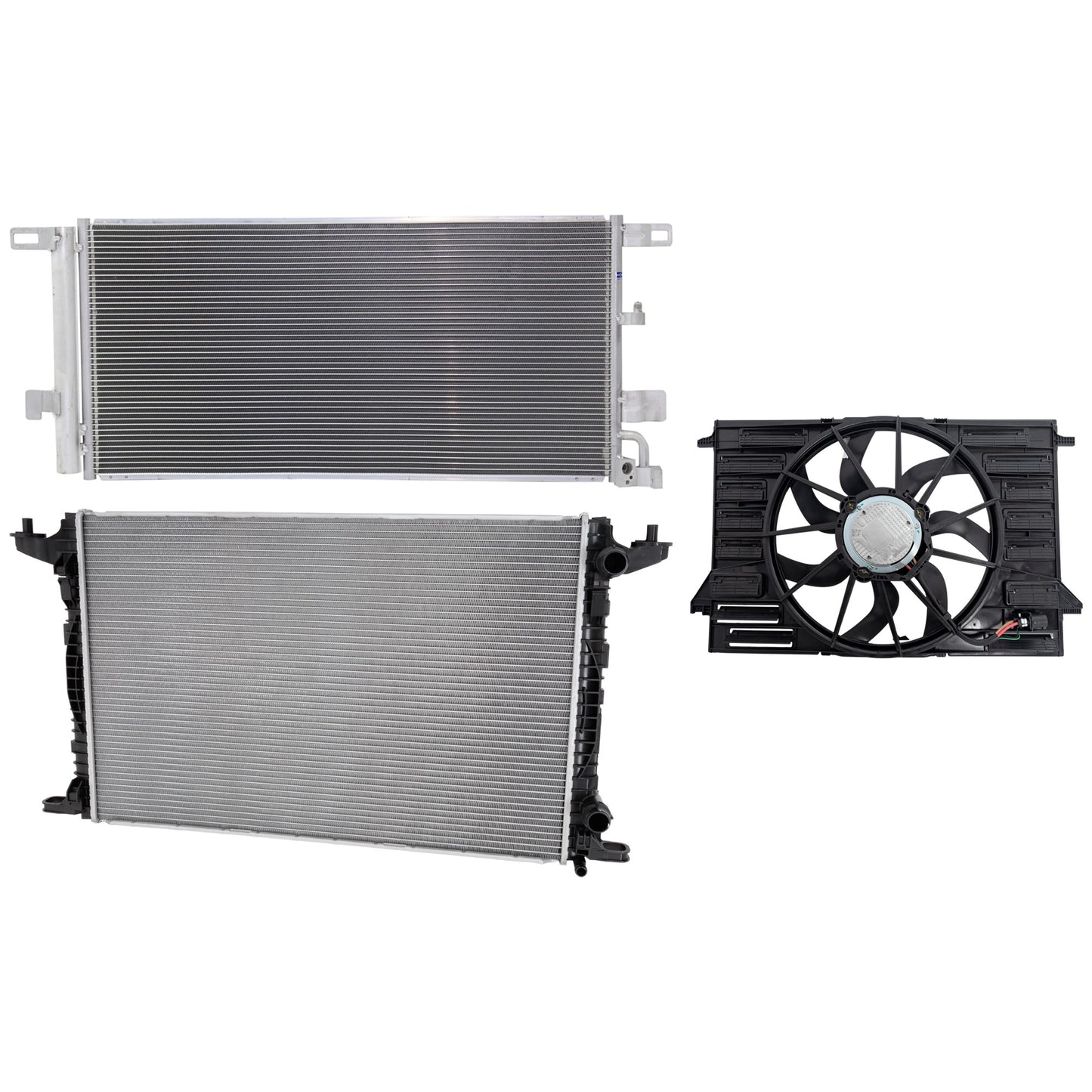 3-Piece Kit A/C Condenser, 2.0L, 4Cyl, Includes (1) A/C Condenser, (1) Radiator and (1) Cooling Fan Assembly