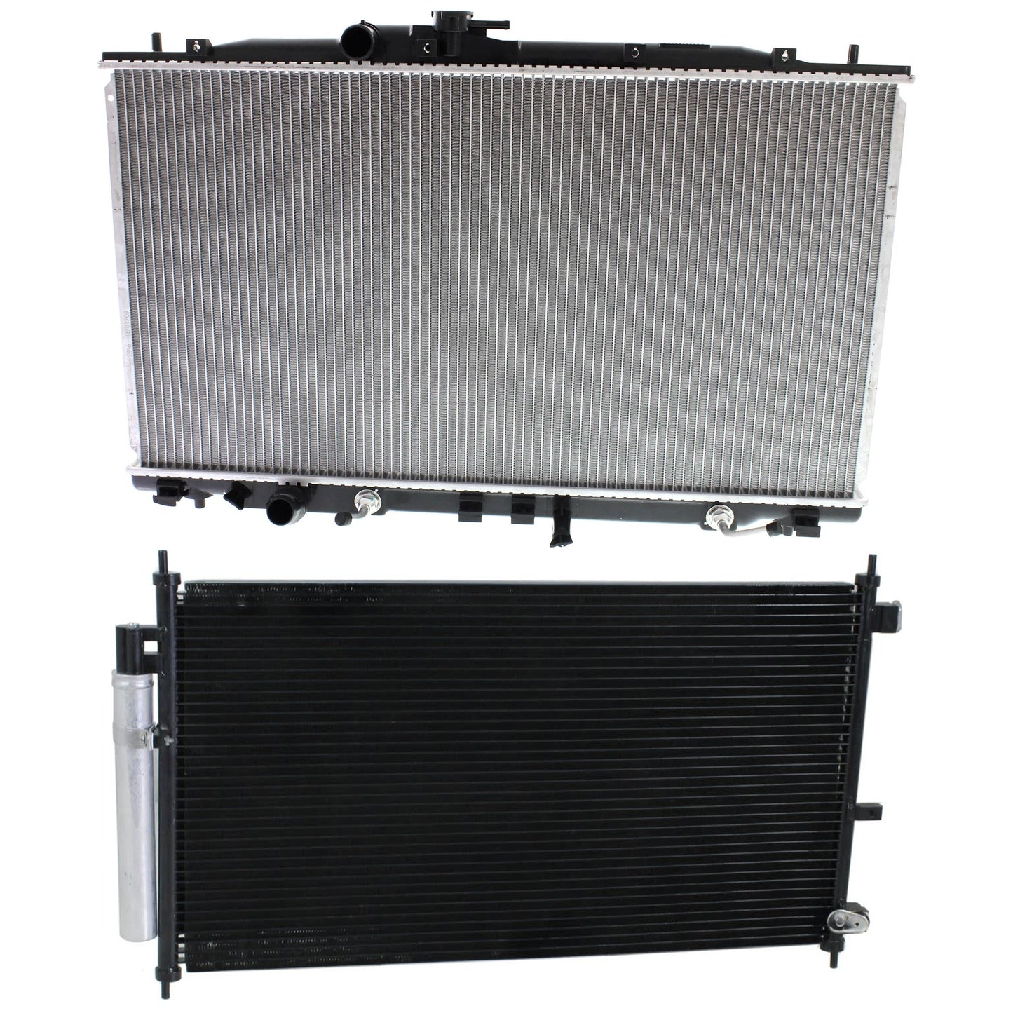 2-Piece Kit A/C Condenser, includes (1) A/C Condenser and (1) Radiator, 2.3L Eng., 4 Cyl.