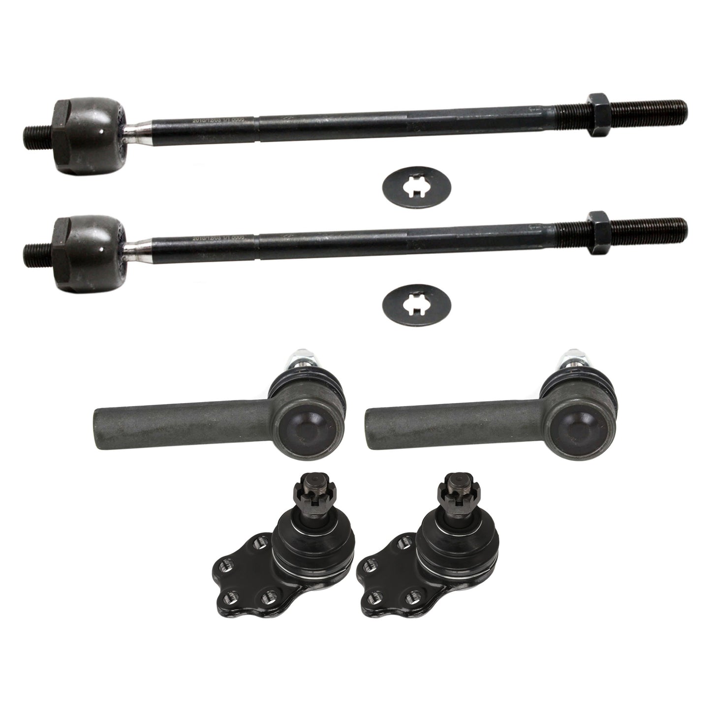 6-Piece Kit Front, Driver and Passenger Side Suspension Kit, Includes (2) Ball Joint and (4) Tie Rod End