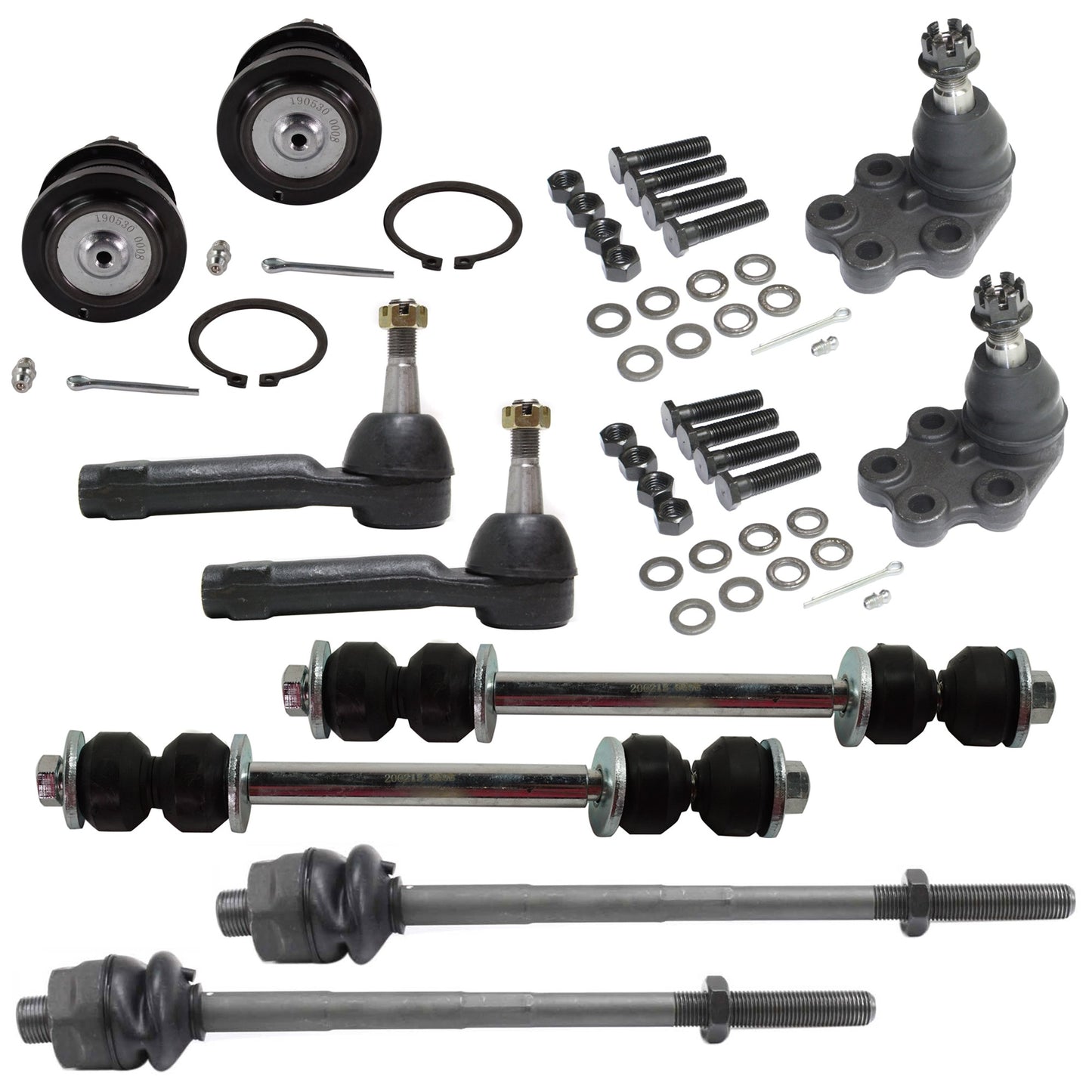 10-Piece Kit Front Suspension Kit, Includes (4) Ball Joint, (2) Sway Bar Link, and (4) Tie Rod End