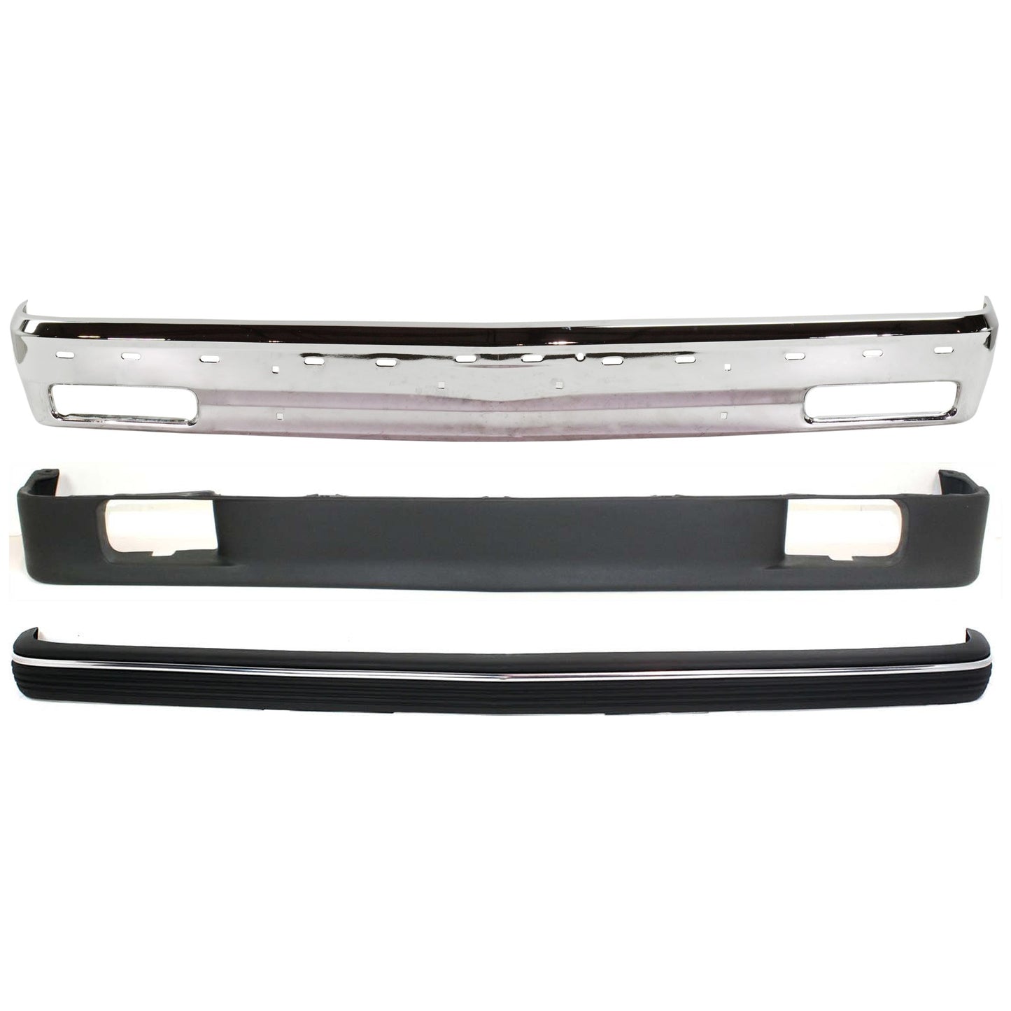 3-Piece Kit, Front Bumper, Chrome, Includes (1) Bumper, (1) Bumper Trim, and (1) Valance