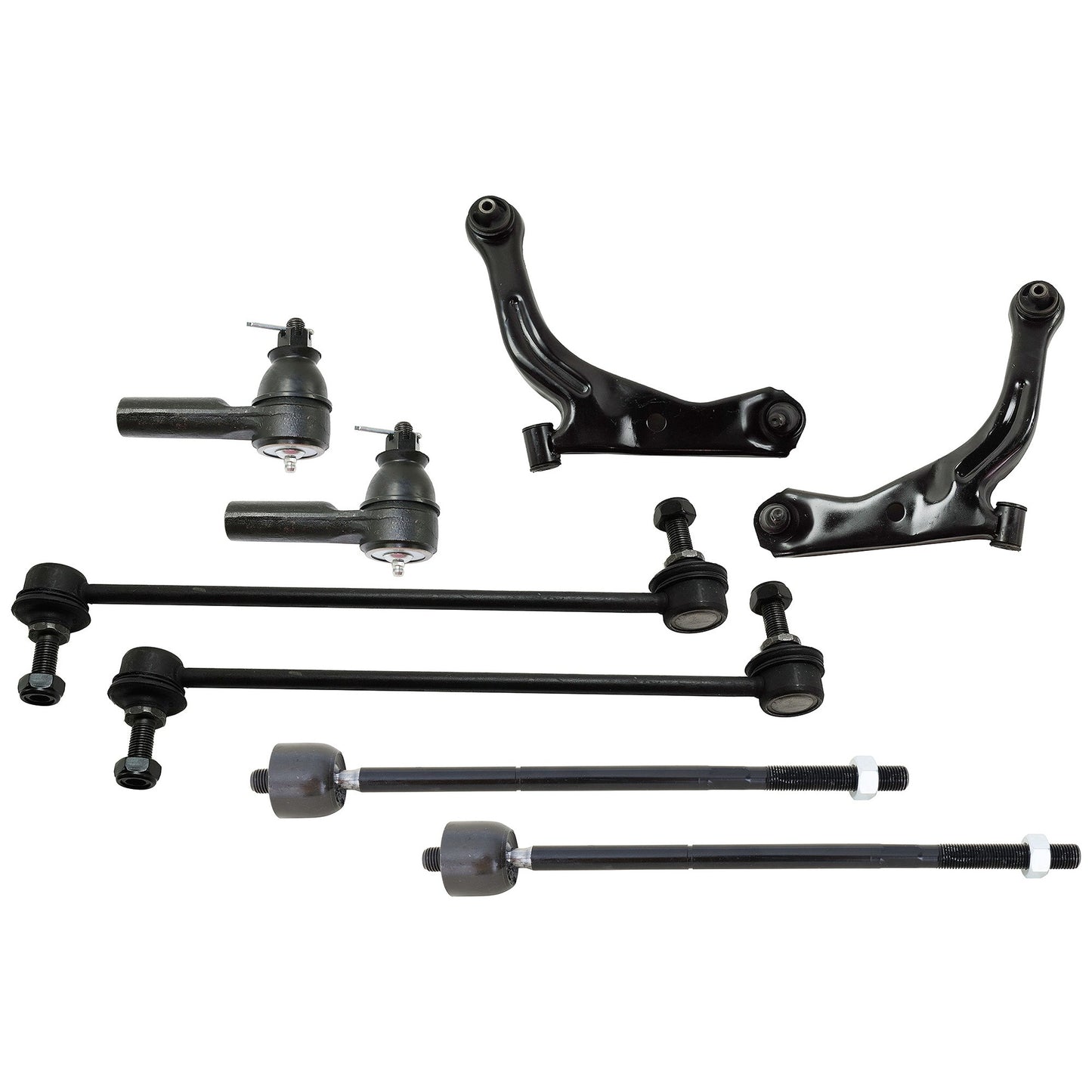 8-Piece Kit Front, Driver and Passenger Side Suspension Kit, Includes (2) Control Arm, (2) Sway Bar Link and (4) Tie Rod End