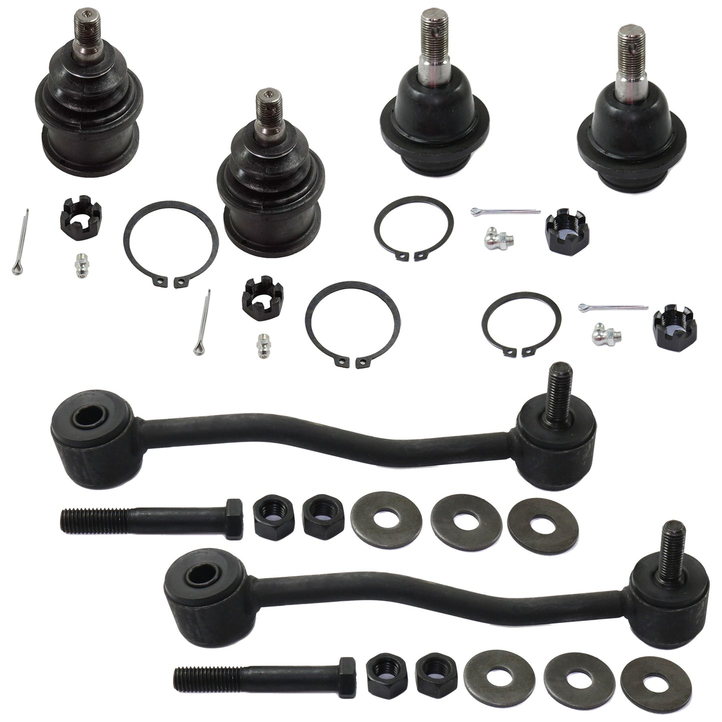 6-Piece Kit Front Suspension Kit, Includes (4) Ball Joint and (2) Sway Bar Link