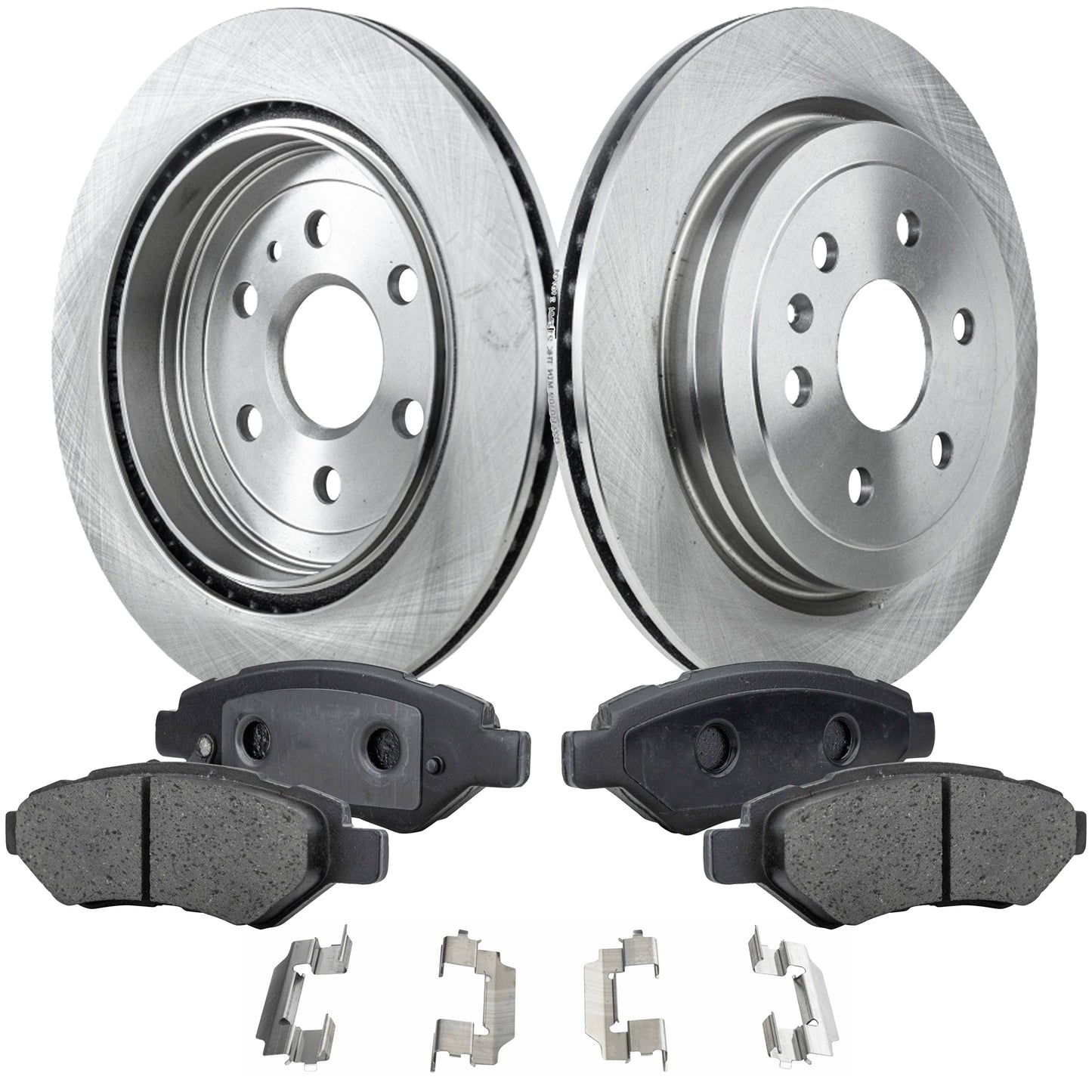 2-Wheel Set Rear Brake Disc and Pad Kit, Plain Surface 6 Lugs 315.47 mm Ceramic Pro-Line Series, Includes (1) Brake Pad Set and (2) Brake Disc