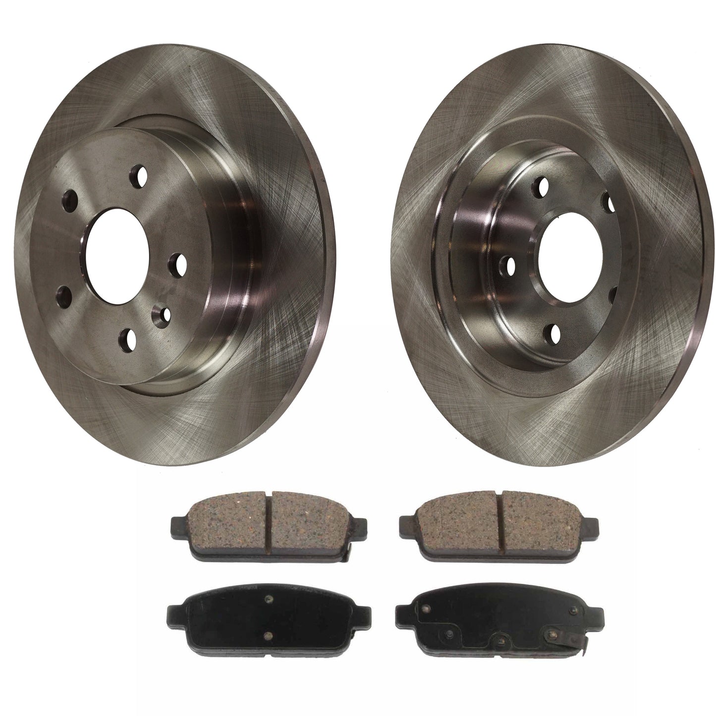 2-Wheel Set Rear Brake Disc and Pad Kit, Plain Surface 5 Lugs 267.97 mm Ceramic Pro-Line Series, Includes (2) Brake Disc and (1) Brake Pad Set