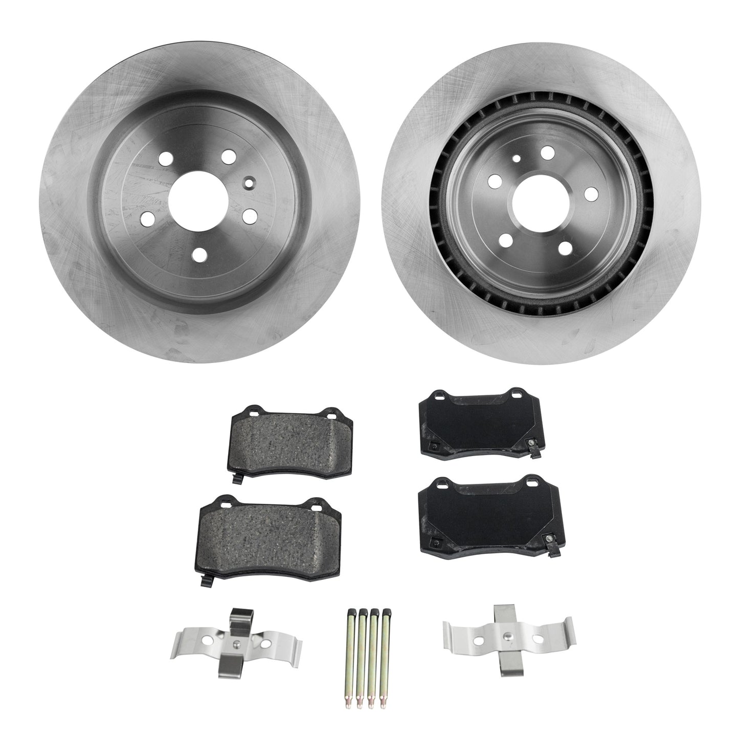 2-Wheel Set Rear Brake Disc and Pad Kit, Plain Surface 5 Lugs 365 mm Ceramic Pro-Line Series, Includes (2) Brake Disc and (1) Brake Pad Set