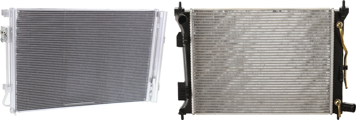 2-Piece Kit Radiator, 4 Cyl 1.6L, includes (1) A/C Condenser and (1) Radiator