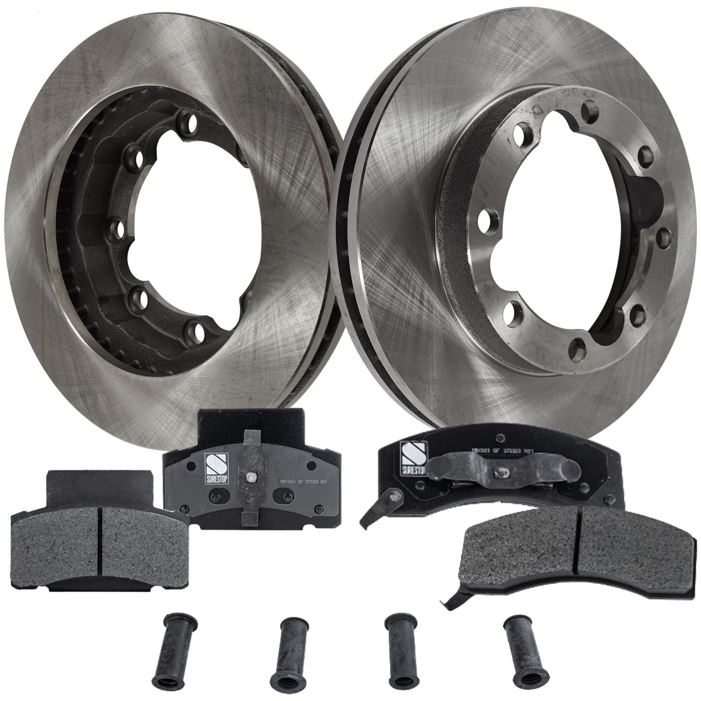 2-Wheel Set Front Brake Disc and Pad Kit, Plain Surface 8 Lugs 317.25 mm Semi-metallic Pro-Line Series, Includes (2) Brake Disc and (1) Brake Pad Set