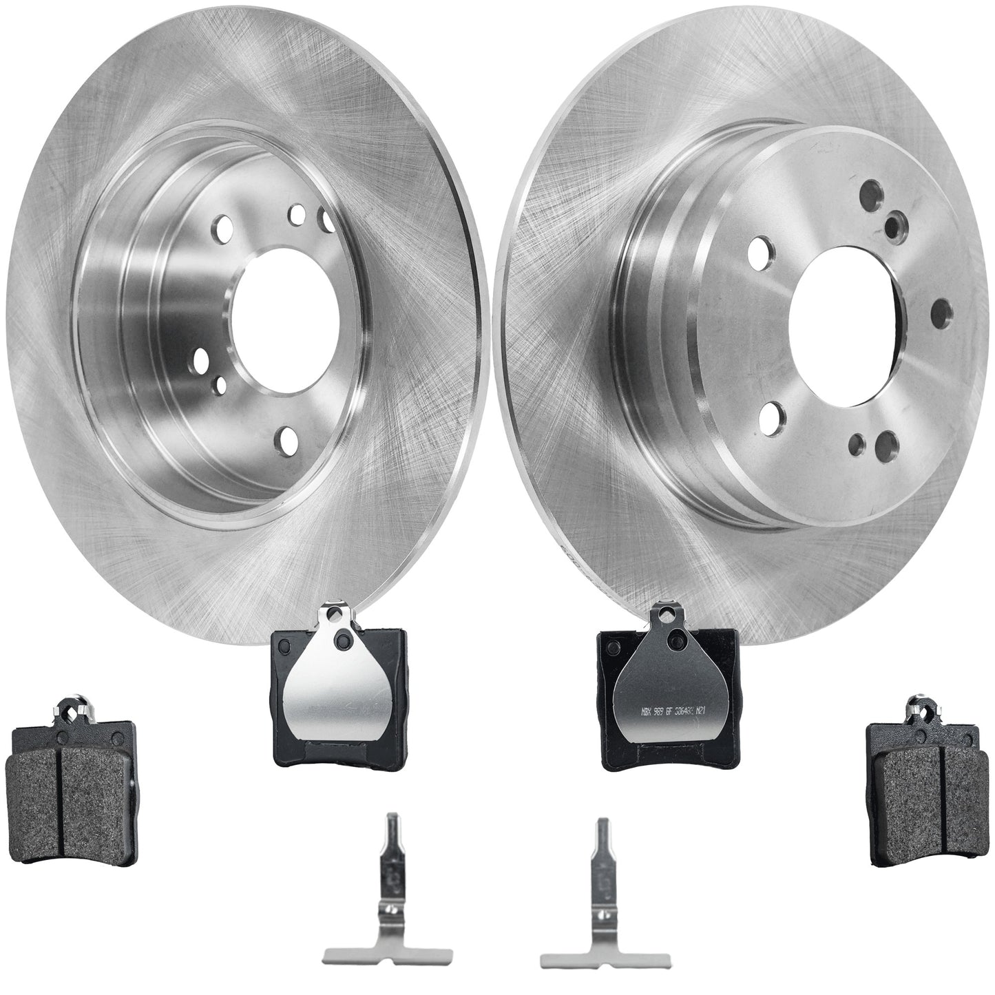 2-Wheel Set Rear Brake Disc and Pad Kit, Plain Surface 5 Lugs 277.88 mm Semi-metallic Pro-Line Series, Includes (2) Brake Disc and (1) Brake Pad Set