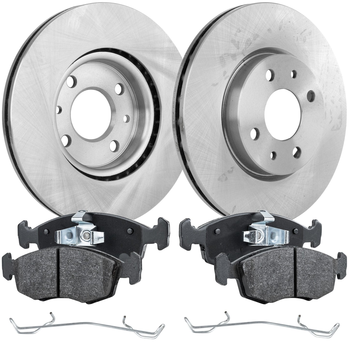 2-Wheel Set Front Brake Disc and Pad Kit, Plain Surface 4 Lugs 257.56 mm Organic Pro-Line Series, Includes (2) Brake Disc and (1) Brake Pad Set