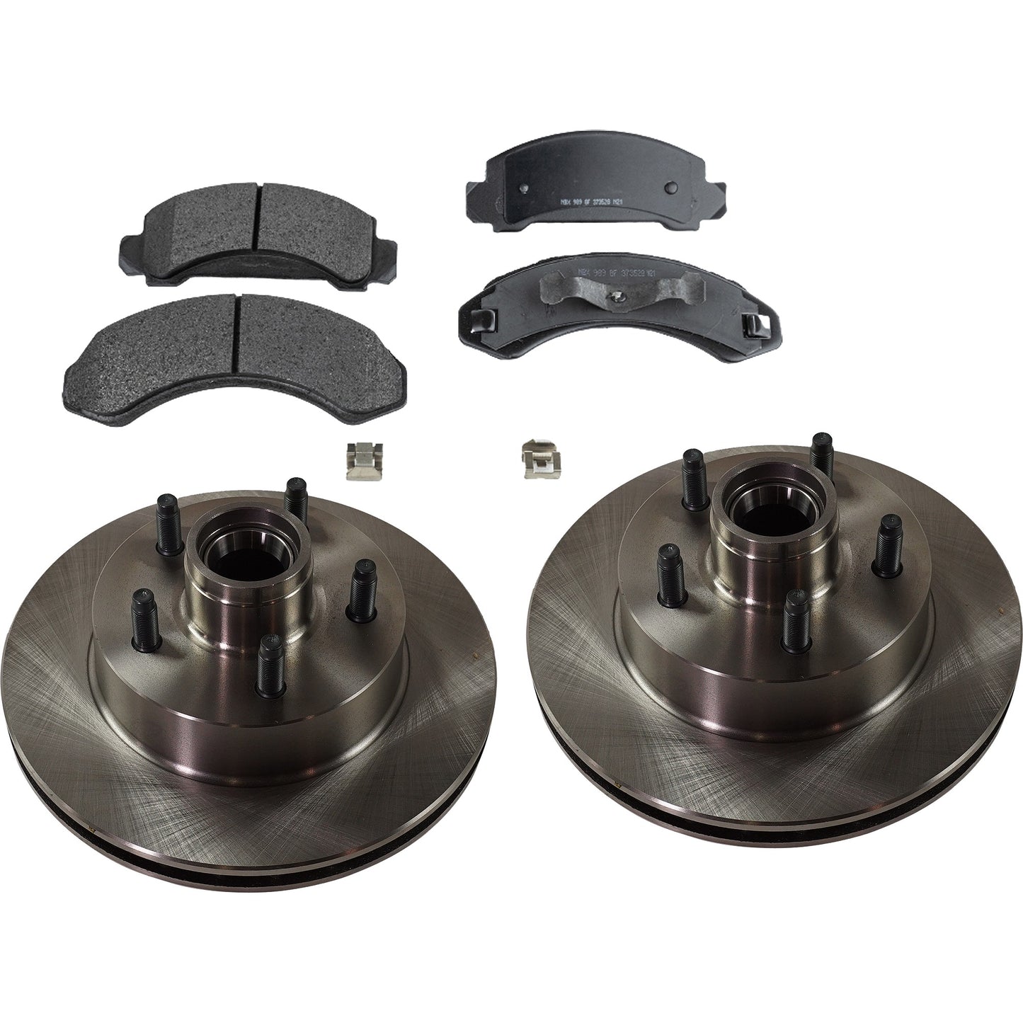 2-Wheel Set Brake Disc and Pad Kit, Plain Surface 5 Lugs 261.11 mm Semi-metallic Pro-Line Series, Includes (1) Brake Pad Set and (2) Brake Disc