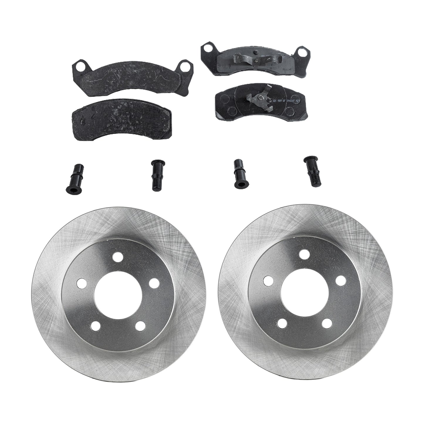 2-Wheel Set Front Brake Disc and Pad Kit, Plain Surface 5 Lugs 281.69 mm Semi-metallic Pro-Line Series, Includes (2) Brake Disc and (1) Brake Pad Set