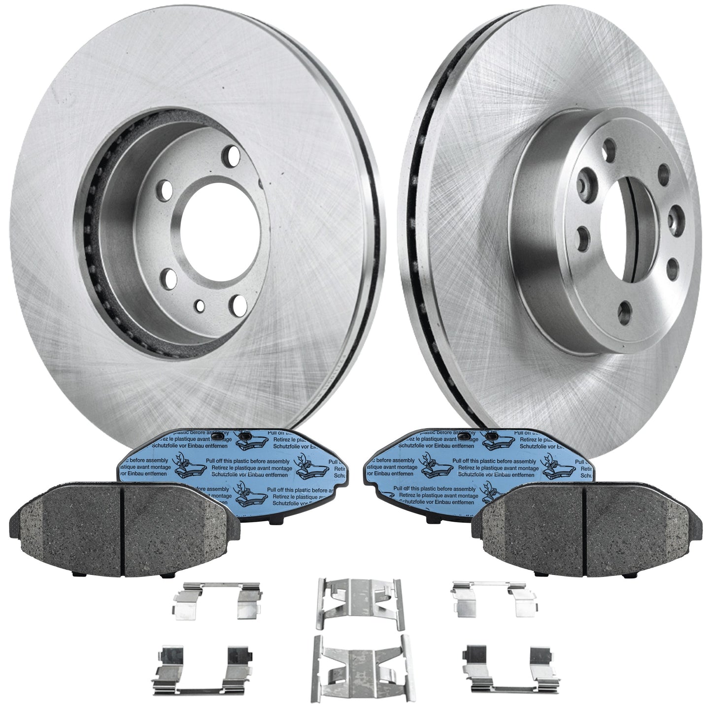 2-Wheel Set Front Brake Disc and Pad Kit, Plain Surface 5 Lugs 315.47 mm Ceramic Pro-Line Series, Includes (1) Brake Pad Set and (2) Brake Disc