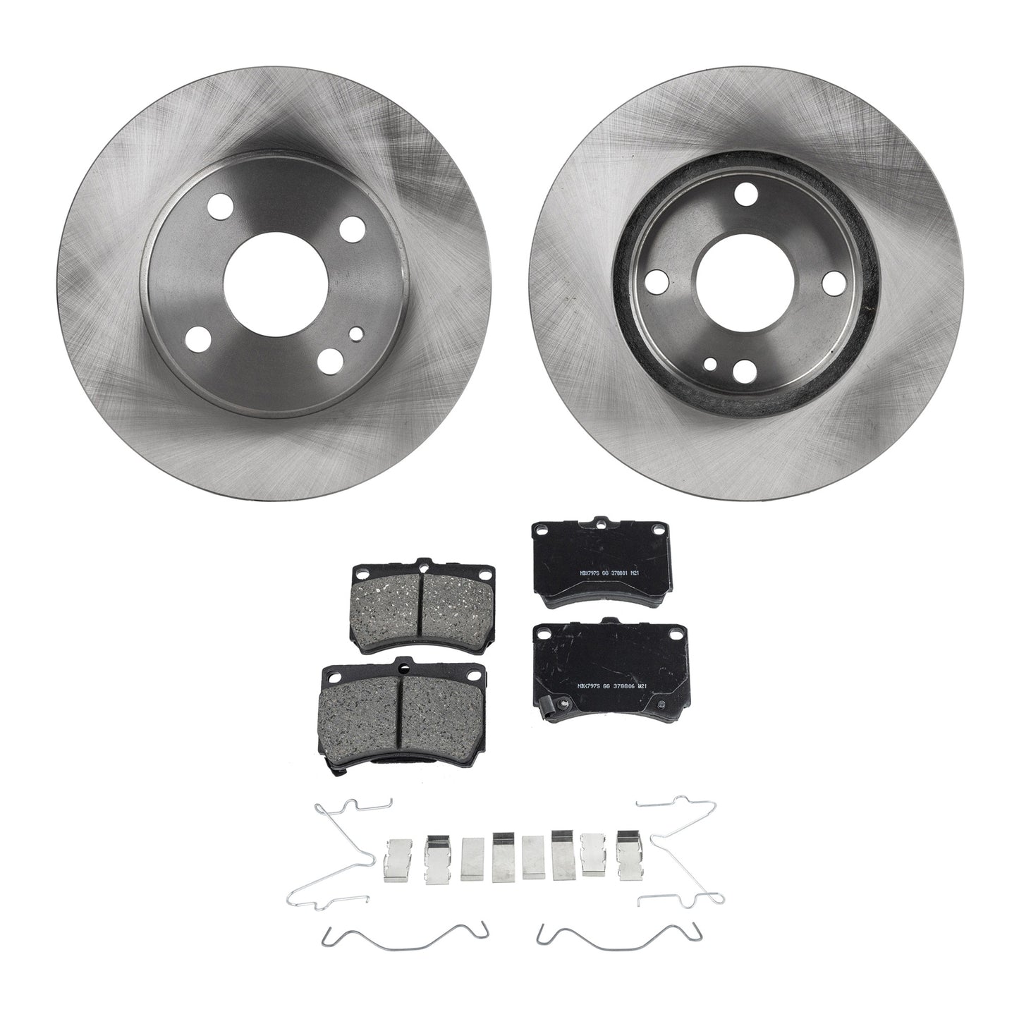 2-Wheel Set Front Brake Disc and Pad Kit, Plain Surface 4 Lugs 235 mm Ceramic Pro-Line Series, Includes (1) Brake Pad Set and (2) Brake Disc